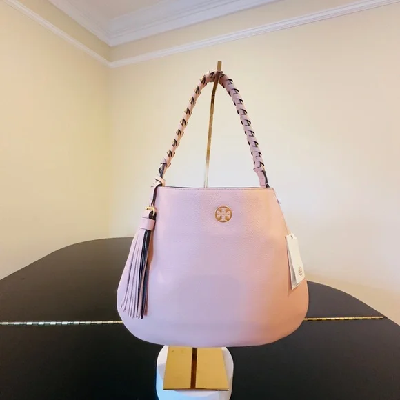 NWT Luxury Authentic Minimalist RARE Tory Burch Brooke Pebbled Leather Hobo Bag - Picture 5 of 17